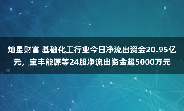 灿星财富 基础化工行业今日净流出资金20.95亿元，宝丰能源等24股净流出资金超5000万元