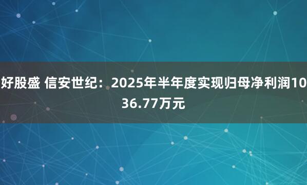 好股盛 信安世纪：2025年半年度实现归母净利润1036.77万元