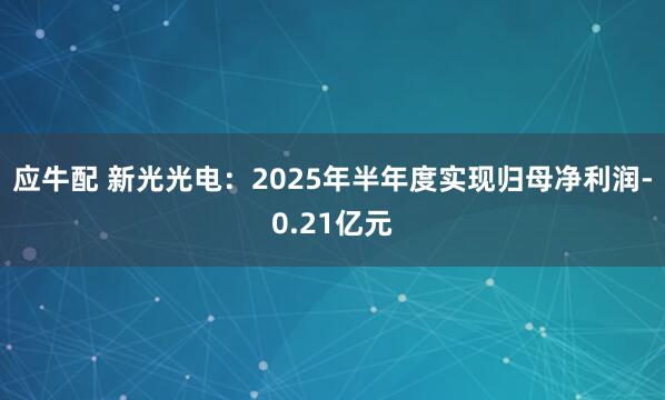应牛配 新光光电：2025年半年度实现归母净利润-0.21亿元