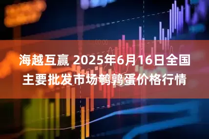 海越互赢 2025年6月16日全国主要批发市场鹌鹑蛋价格行情
